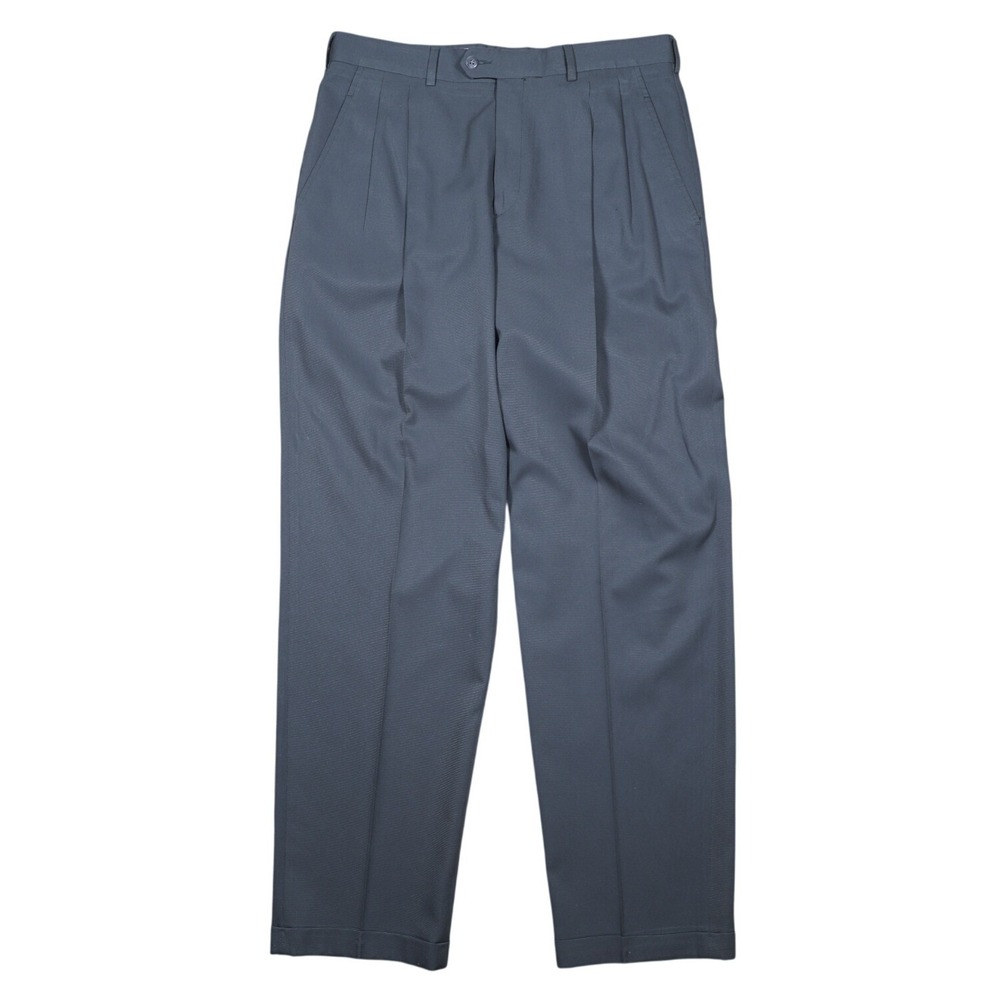 John Henry Mens Gray Pleated Front Micro Denier‎ Polyester Dress Pants 34x32